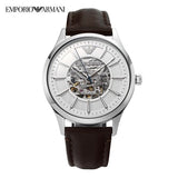 Emporio Armani Meccanico White Dial Brown Leather Strap Watch For Men - AR1946 Authentic Buy Shop Now