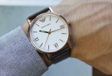 Emporio Armani Dress Quartz White Dial Brown Leather Strap Watch For Men - AR11011 Authentic Buy Shop Now