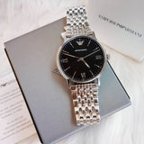 Emporio Armani Kappa Black Dial Silver Steel Strap Watch For Men - AR11152 Authentic Buy Shop Now