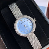 Emporio Armani Rosa Diamonds Mother of Pearl Blue Dial Silver Mesh Bracelet Watch For Women - AR11380 Authentic Buy Shop Now