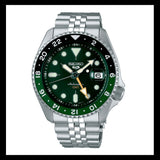 Seiko 5 Sports SKX GMT Automatic Green Dial Silver Steel Strap Watch For Men - SSK035K1 Authentic Buy Shop Now