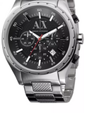 Armani Exchange Miami Chronograph Black Dial Silver Steel Strap Watch For Men - AX1057 Authentic Buy Shop Now