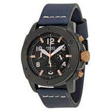 Fossil Modern Machine Chronograph Black Dial Blue Leather Strap Watch for Men - FS5066 Authentic Buy Shop Now