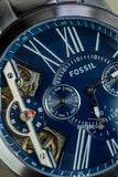 Fossil Grant Twist Multifunction Blue Dial Grey Steel Strap Watch for Men - ME1146 Authentic Buy Shop Now