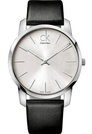 Calvin Klein Post Minimal Silver Dial Black Leather Strap Watch for Men - K7621192 Authentic Buy Shop Now