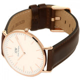 Daniel Wellington Classic Bristol White Dial Brown Leather Strap Watch For Men - DW00100009 Authentic Buy Shop Now
