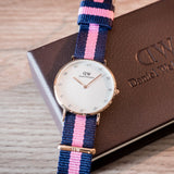 Daniel Wellington Classy Winchester White Dial Two Tone NATO Strap Watch For Women - DW00100077 Authentic Buy Shop Now