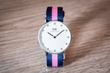 Daniel Wellington Classy Winchester White Dial Two Tone NATO Strap Watch For Women - DW00100081 Authentic Buy Shop Now