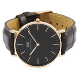 Daniel Wellington Classic York Black Dial Brown Leather Strap Watch For Women - DW00100140 Authentic Buy Shop Now