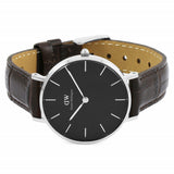 Daniel Wellington Classic Petite York Black Dial Brown Leather Strap Watch For Women - DW00100182 Authentic Buy Shop Now