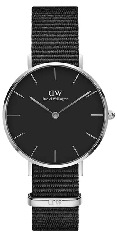 Daniel Wellington Classic Petite Cornwall Black Dial Black NATO Strap Watch For Women - DW00100216 Authentic Buy Shop Now