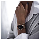Daniel Wellington Classic Petite Melrose Black Dial Rose Gold Mesh Bracelet Watch For Women - DW00100217 Authentic Buy Shop Now