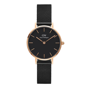 Daniel Wellington Petite Ashfield Black Dial Black Mesh Strap Watch For Women - DW00100245 Authentic Buy Shop Now