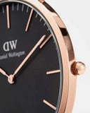 Daniel Wellington Classic Dover Black Dial White Nylon Strap Watch For Women - DW00100310 Authentic Buy Shop Now