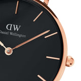 Daniel Wellington Classic Petite Dover Black Dial White NATO Strap Watch For Women - DW00100312 Authentic Buy Shop Now