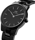 Daniel Wellington Iconic Link Ceramic Black Dial Black Steel Strap Watch For Women - DW00100414 Authentic Buy Shop Now