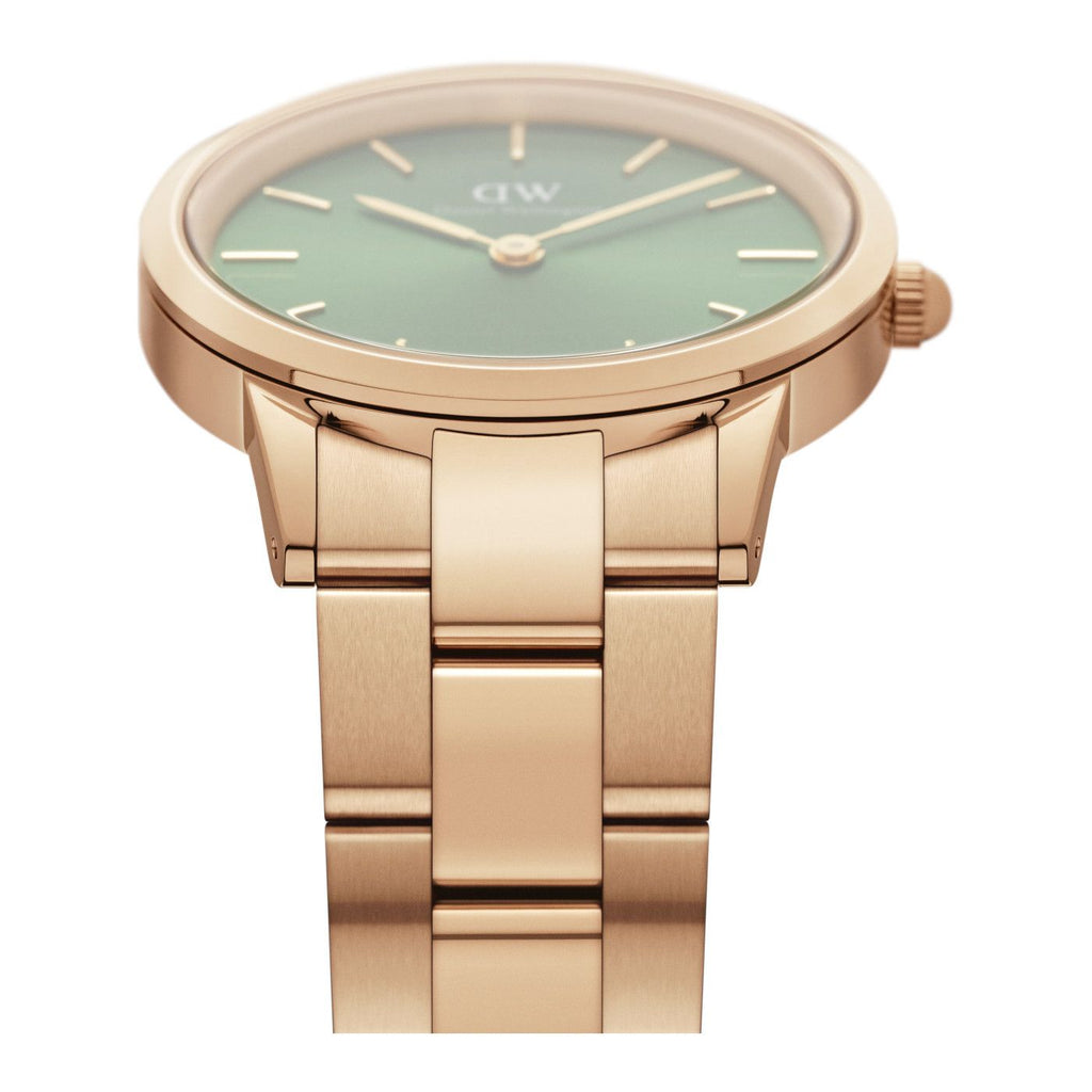 Daniel Wellington Iconic Link Emerald Green Dial Rose Gold Steel Strap Watch For Women - DW00100419 Authentic Buy Shop Now