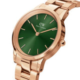 Daniel Wellington Iconic Link Emerald Green Dial Rose Gold Steel Strap Watch For Women - DW00100421 Authentic Buy Shop Now