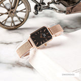 Daniel Wellington Quadro Melrose Black Dial Rose Gold Mesh Bracelet Watch For Women - DW00100432 Authentic Buy Shop Now