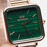 Daniel Wellington Quadro Studio Green Dial Rose Gold Mesh Strap Watch For Women - DW00100520 Authentic Buy Shop Now