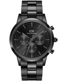 Daniel Wellington Iconic Chronograph Black Dial Black Steel Strap Watch For Men - DW00100642 Authentic Buy Shop Now