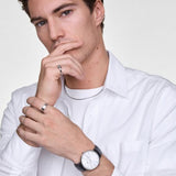 Daniel Wellington Classic Sheffield White Dial Black Leather Strap Watch For Men - DW00100020 Authentic Buy Shop Now
