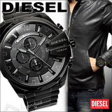 Diesel Mega Chief Chronograph Black Dial Black Steel Strap Watch For Men - DZ4355 Authentic Buy Shop Now
