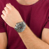 Diesel Mega Chief Chronograph Grey Dial Grey Steel Strap Watch For Men - DZ4421 Authentic Buy Shop Now