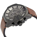 Diesel Mega Chief Chronograph Grey Dial Brown Leather Strap Watch For Men - DZ4463 Authentic Buy Shop Now