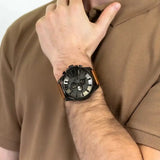 Diesel Mega Chief Chronograph Grey Dial Brown Leather Strap Watch For Men - DZ4463 Authentic Buy Shop Now