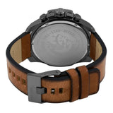 Diesel Mega Chief Chronograph Grey Dial Brown Leather Strap Watch For Men - DZ4463 Authentic Buy Shop Now