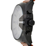 Diesel Mega Chief Chronograph Grey Dial Brown Leather Strap Watch For Men - DZ4463 Authentic Buy Shop Now