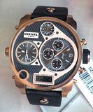 Diesel Big Daddy Gold & Black Dial Black Leather Strap Watch For Men - DZ7261 Authentic Buy Shop Now