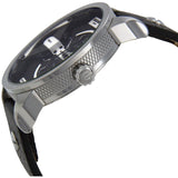 Diesel Mini Daddy Black Silver Dial Black Leather Strap Watch For Men - DZ7307 Authentic Buy Shop Now