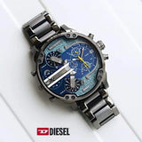 Diesel Big Daddy 2.0 Chronograph Blue Dial Grey Steel Strap Watch For Men - DZ7331 Authentic Buy Shop Now