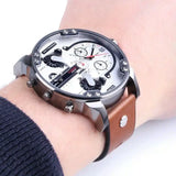 Diesel Mr. Daddy 2.0 Chronograph Silver Dial Brown Leather Strap Watch For Men - DZ7394 Authentic Buy Shop Now