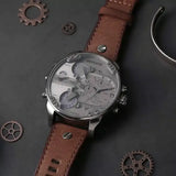 Diesel Mr Daddy Chronograph Grey Dial Brown Leather Strap Watch For Men - DZ7413 Authentic Buy Shop Now