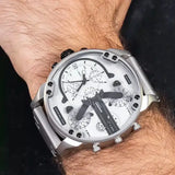 Diesel Mr. Daddy Chronograph Silver Dial Silver Steel Strap Watch For Men - DZ7421 Authentic Buy Shop Now