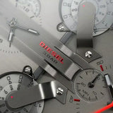 Diesel Mr Daddy 2.0 Chronograph Grey Dial Red Rubber Strap Watch For Men - DZ7423 Authentic Buy Shop Now