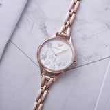 Emporio Armani Aurora Quartz Silver Dial Gold Steel Strap Watch For Women - AR11108 Authentic Buy Shop Now