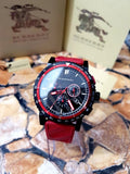Burberry The City Chronograph Black Dial Red Rubber Strap Watch For Men - BU9805 Authentic Buy Shop Now