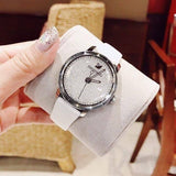 Swarovski Crystalline Hours Silver Dial White Leather Strap Watch for Women - 5295383 Authentic Buy Shop Now