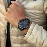 Tommy Hilfiger Mason Chronograph Black Dial Black Steel Strap Watch For Men - 1791935 Authentic Buy Shop Now