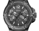 Guess Rigor Analog Black Dial Black Leather Strap Watch For Men - W0040G1 Authentic Buy Shop Now