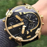 Diesel Mr Daddy Chronograph Black Dial Black Leather Strap Watch For Men - DZ7371 Authentic Buy Shop Now