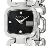 Gucci G Diamonds Black Dial Silver Steel Strap Watch For Women - YA125509 Authentic Buy Shop Now