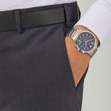 Emporio Armani Renato Chronograph Blue Dial Two Tone Steel Strap Watch For Men - AR80025 Authentic Buy Shop Now