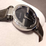 Gucci G Interlocking Black Dial Black Leather Strap Watch For Women - YA133501 Authentic Buy Shop Now