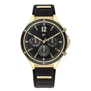 Tommy Hilfiger Eve Chronograph Quartz Black Dial Black Silicone Strap Watch For Women - 1782282 Authentic Buy Shop Now