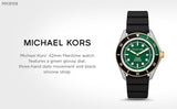 Michael Kors Maritime Analog Green Dial Black Silicone Strap Watch for Men - MK9158 Authentic Buy Shop Now